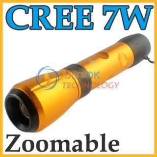 CREE Q5 LED 7W 400L zoomable Flashlight Torch&AC CH  