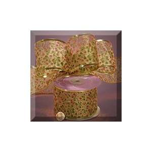  1ea   2 1/2 X 10yd Gold Holly Berry Wired Ribbon: Health 