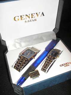 GENEVA 5 STAR QUARTZ 2 TONE HIS AND HER WATCHES SET  