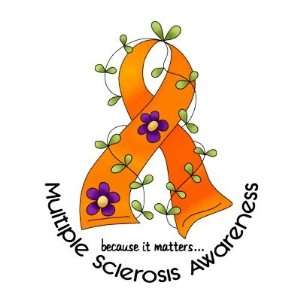  Multiple Sclerosis Flower Ribbon 1 Round Stickers Arts 
