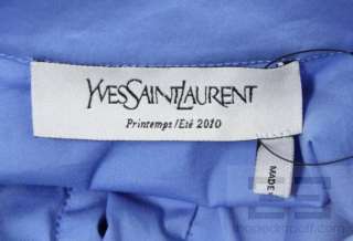 YSL Yves Saint Laurent Cornflower Blue Ruffled Dolman Sleeve Blouse 