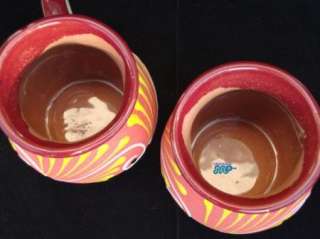 Jarritos Ceramic w/ Talavera Style Decor 2pc Set MUG Mexico Art Hand 
