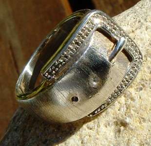 Vintage JWBR /Verigold Sterling Diamond BUCKLE Ring  