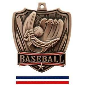 Hasty Awards 2.5 Shield Custom Baseball Medals BRONZE MEDAL / (RWB 