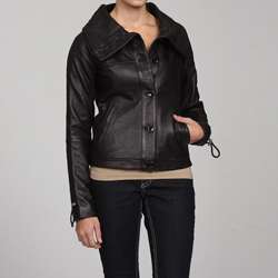 MICHAEL Michael Kors Womens Black Leather Jacket  