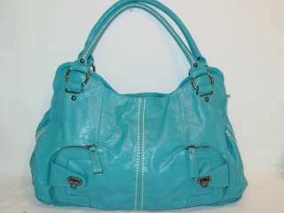 LARGE TOTE BAG/CARRY ON BAG TURQUOISE W/WHITE STITCHING & W/BLACK 