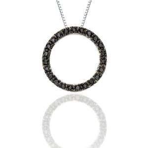  14K White Gold 1/8 ct Black Diamond Pendant: Jewelry