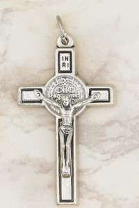 St. Benedict 1 1/2 Silver Crucifix BLESSED NEW  