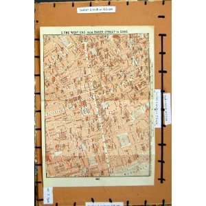  Map 1888 London Hyde Park Grosvenor Oxford Street