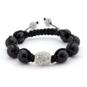   Onyx and Crystal Pave Shamballa Inspired Bracelet SusanB. Jewelry