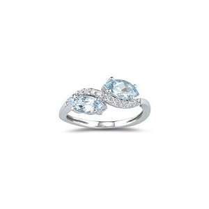  0.11 Ct Diamond & 0.88 Ct Aquamarine Ring in 18K White 