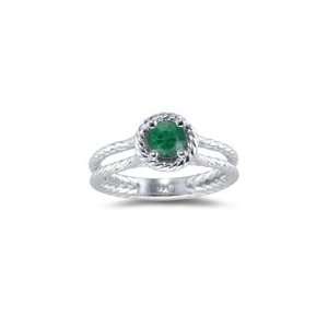  0.40 Ct Emerald Solitaire Ring in 14K White Gold 8.0 