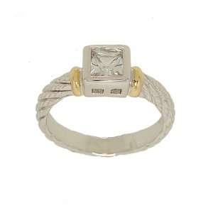   Band Bezel Set Princess Cut Solitaire Ring in Cubic Zirconia Size 10