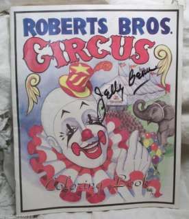 Robert Bros Circus Coloring Book signed by Jelly Bean  