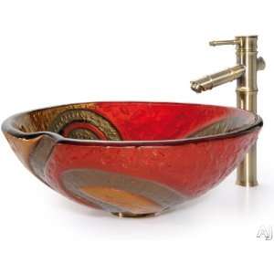   Snake glass vessel sink with Oil Rubbed Bronze Bamboo Faucet: Kitchen