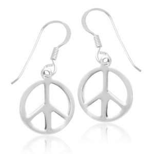  Sterling Silver Tarnish Free Polished Peace Dangle Earrings Jewelry