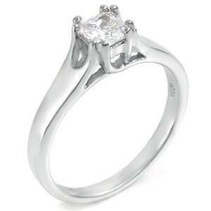  .55 Ct Princess Cut Solitaire Engagement Ring Sterling 