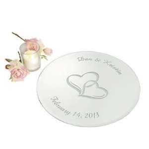  Personalized Two Hearts Round Table Mirror   Tableware 