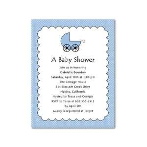   Baby Shower Invitations   Scalloped Stroller Blue By Sb Hello Little