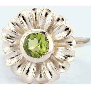  Faceted Peridot Ring   Sterling Silver 
