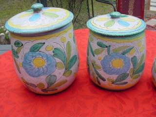   Willfred Italian Italy Pottery Canister Set Turquoise Yellow  