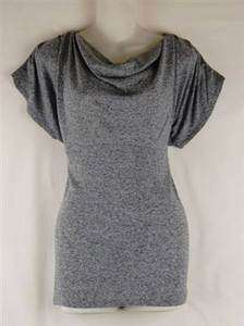 RWW~New Avenue Plus Size 1X 5X Gray Rouched Draped Cowlneck Top Chic 