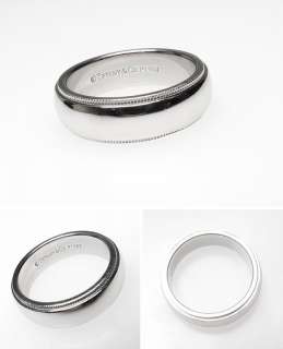 Mens Tiffany & Co Milgrain Wedding Band Ring In Platinum 6mm sz 7.25 