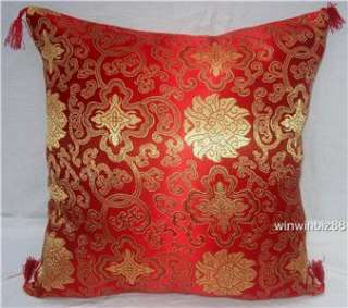 RED SILK BROCADE CUSHION COVER PILLOW CASE 17 JXH  