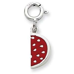  Sterling Silver Red Enameled Watermelon Charm Jewelry