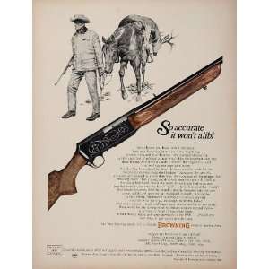  1969 Ad Browning Automatic Rifle Gun Deer Hunter Horse 