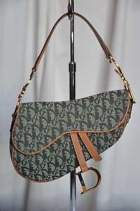   DIOR Jean Canvas Denim+Leather Logo SADDLE BAG Charm Handbag Purse NEW