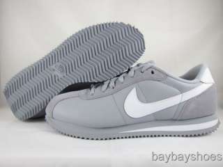 NIKE CORTEZ LEATHER GRAY/WHITE CLASSIC MENS ALL SIZES  