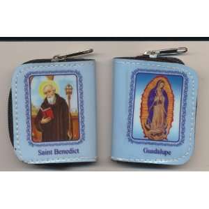 St Benedict and Our Lady of Guadalupe Rosary Case with Holy Prayer 