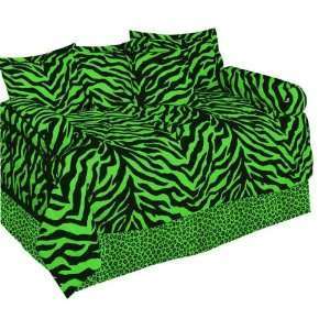  Black & Lime Green Zebra Print Daybed Set: Home & Kitchen