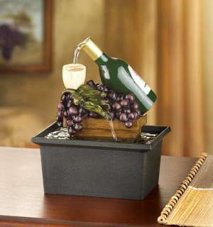   FOUNTAIN WINE BOTTLE GLASSES GRAPES GRAPEVINE TABLE TOP NEW  