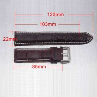   22 24mm Black Brown Genuine Leather Mens Wrist Watch Strap Band  