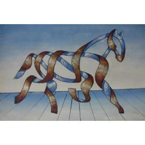   inch Abstract Hand painted Oil Painting Running Horse: Home & Kitchen