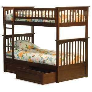  Columbia Twin Bunk Bed with Raised Panel Underbed Storage 