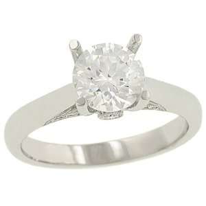  Round Pave/Bezel Set Diamond Ring .14ct (cz ctr): Jewelry