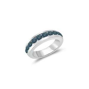  1.09 Cts Blue Diamond Wedding Band in 14K White Gold 8.5 