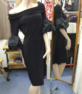   UK 8 BNWT Phenomenal Chic Black Wriggle Eve Dress Taffeta Sleeves