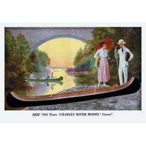  Vintage Art Charles River Model Canoe   07526 0