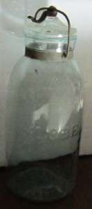 MAY 25 , 1886 GLOBE FRUIT JAR WITH METAL LATCH & GLASS LID   CLEAR 