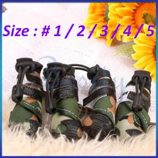 Cool Pet Dog Cat Boots Shoes Green Camo Camouflage Look Dirt Water 