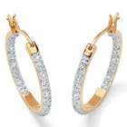 PalmBeach Jewelry Diamond 18k/SS Hoop Earrings