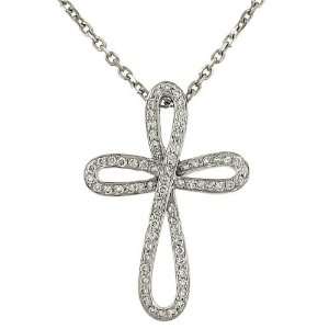  Pave Set Fancy Diamond Cross Pendant on Chain .26cttw 