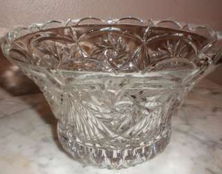Crystal Pinwheel & Hobnail Star Cut Glass Bowl  