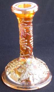 NORTHWOOD MARIGOLD GRAPE & CABLE CARNIVAL GLASS CANDLE HOLDER  