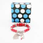 Generation Y Mixed Metal Bead Cat Charm Stretch Bracelet GMB1110 Red