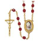 Jewelry Adviser Gold tone, red glass bead Pope John Paul II 